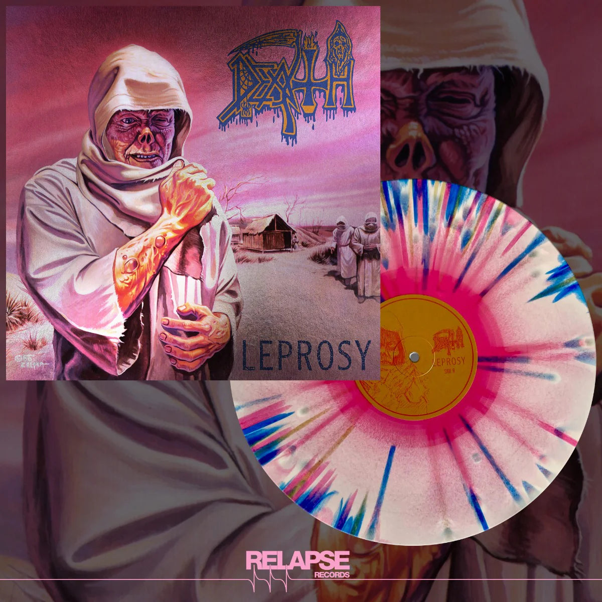 DEATH - LEPROSY (Pink, White, Blue Splatter Colored Vinyl)