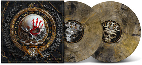 Vinyl record set with 'Five Finger Death Punch' album cover and two records showing skull designs.