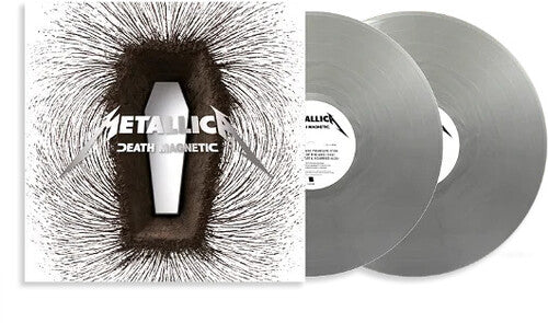 Metallica 'Death Magnetic' vinyl album with cover and two records on a white background