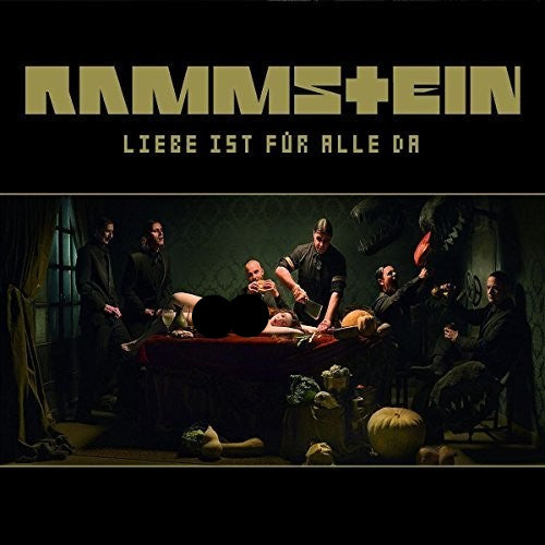 Album cover for Rammstein's 'Lieber Ist Fur Alle Da' with a dark scene and text.